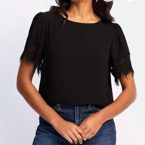 Black Lace Sleeve Top